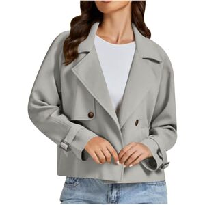 Unbranded (XXL, 001 Gray) Women's Jackets Cropped Trench Coats Lapel Double Breasted Blaze Unbranded (XXL, 001 Gray) Women's Jackets Cropped Trench Coats Lapel Double Breasted Blaze