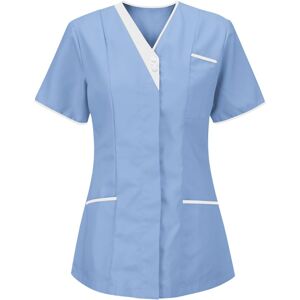 Unbranded (S, 006* Sky Blue) Women Tops Working Uniform Blouses V-Neck Short Sleeve T-Shir Unbranded (S, 006* Sky Blue) Women Tops Working Uniform Blouses V-Neck Short Sleeve T-Shir