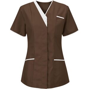 Unbranded (S, 006* Brown) Women Tops Working Uniform Blouses V-Neck Short Sleeve T-Shirts Unbranded (S, 006* Brown) Women Tops Working Uniform Blouses V-Neck Short Sleeve T-Shirts