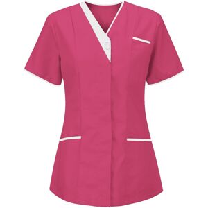 Unbranded (XXL, 003* Hot Pink) Women Tops Working Uniform Blouses V-Neck Short Sleeve T-Sh Unbranded (XXL, 003* Hot Pink) Women Tops Working Uniform Blouses V-Neck Short Sleeve T-Sh