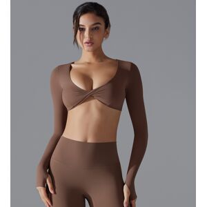 Unbranded (Long Sleeve - Chestnut, L) Sports long-sleeved fitness wear for women with deep Unbranded (Long Sleeve - Chestnut, L) Sports long-sleeved fitness wear for women with deep