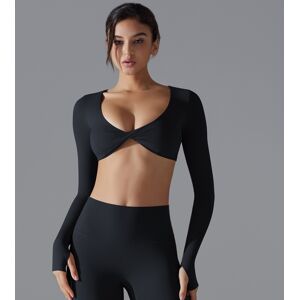 Unbranded (Long sleeves - black, S) Sports long-sleeved fitness wear for women with deep V Unbranded (Long sleeves - black, S) Sports long-sleeved fitness wear for women with deep V