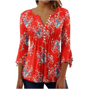 Unbranded (M, 001* Red) Women Tops 3/4 Sleeve Shirts Boho Floral Print T-Shirts Casual But Unbranded (M, 001* Red) Women Tops 3/4 Sleeve Shirts Boho Floral Print T-Shirts Casual But