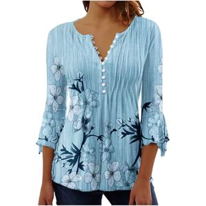 Unbranded (S, 002* Light Blue) Women Tops 3/4 Sleeve Shirts Boho Floral Print T-Shirts Cas Unbranded (S, 002* Light Blue) Women Tops 3/4 Sleeve Shirts Boho Floral Print T-Shirts Cas