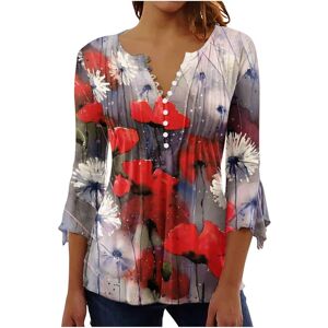 Unbranded (S, 003* Red) Women Tops 3/4 Sleeve Shirts Boho Floral Print T-Shirts Casual But Unbranded (S, 003* Red) Women Tops 3/4 Sleeve Shirts Boho Floral Print T-Shirts Casual But