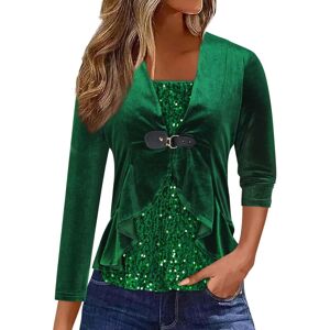 Unbranded (4XL, 001* Green) Womens Velvet Tops Sequin Splicing Long Sleeve Shirts Ruffle H Unbranded (4XL, 001* Green) Womens Velvet Tops Sequin Splicing Long Sleeve Shirts Ruffle H