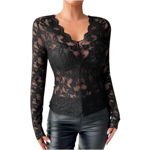 Unbranded (M, 002* Black) Womens Tops Lace Long Sleeve Tops Slim Fit T Shirts V Neck Flora Unbranded (M, 002* Black) Womens Tops Lace Long Sleeve Tops Slim Fit T Shirts V Neck Flora