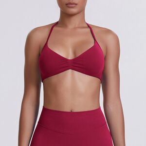 Unbranded (Bra-burgundy, M) Solid color beautiful back tight high elastic halter neck stra Unbranded (Bra-burgundy, M) Solid color beautiful back tight high elastic halter neck stra