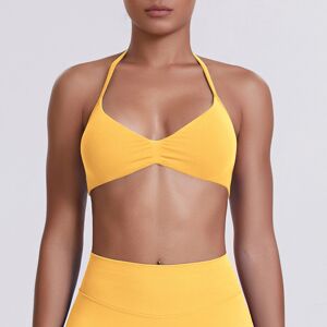 Unbranded (Bra-yellow, XXL) Solid color beautiful back tight high elastic halter neck stra Unbranded (Bra-yellow, XXL) Solid color beautiful back tight high elastic halter neck stra