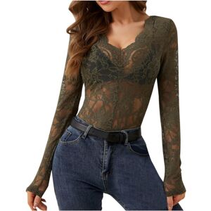 Unbranded (XXL, 001* Army Green) Womens Tops Lace Long Sleeve Tops Slim Fit T Shirts V Nec Unbranded (XXL, 001* Army Green) Womens Tops Lace Long Sleeve Tops Slim Fit T Shirts V Nec