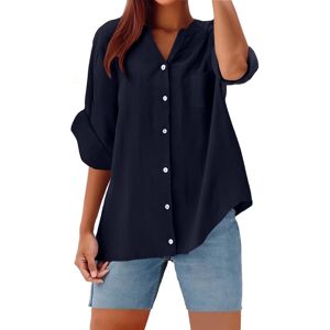 Unbranded (L, 001* Dark Blue) Summer Tops for Womens Linen Button Down Shirts 3/4 Sleeve O Unbranded (L, 001* Dark Blue) Summer Tops for Womens Linen Button Down Shirts 3/4 Sleeve O
