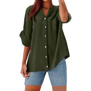 Unbranded (L, 001* Army Green) Summer Tops for Womens Linen Button Down Shirts 3/4 Sleeve Unbranded (L, 001* Army Green) Summer Tops for Womens Linen Button Down Shirts 3/4 Sleeve