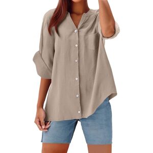 Unbranded (M, 001* Khaki) Summer Tops for Womens Linen Button Down Shirts 3/4 Sleeve Overs Unbranded (M, 001* Khaki) Summer Tops for Womens Linen Button Down Shirts 3/4 Sleeve Overs