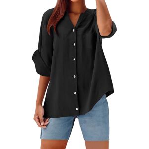 Unbranded (M, 001* Black) Summer Tops for Womens Linen Button Down Shirts 3/4 Sleeve Overs Unbranded (M, 001* Black) Summer Tops for Womens Linen Button Down Shirts 3/4 Sleeve Overs