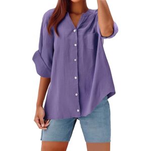 Unbranded (S, 001* Purple) Summer Tops for Womens Linen Button Down Shirts 3/4 Sleeve Over Unbranded (S, 001* Purple) Summer Tops for Womens Linen Button Down Shirts 3/4 Sleeve Over