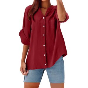 Unbranded (XXL, 001* Wine) Summer Tops for Womens Linen Button Down Shirts 3/4 Sleeve Over Unbranded (XXL, 001* Wine) Summer Tops for Womens Linen Button Down Shirts 3/4 Sleeve Over