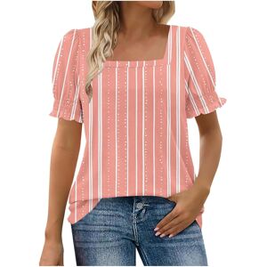 Unbranded (M, 006* Pink) Womens Tops Puff Short Sleeve Tunic Tops Square Neck Summer Blous Unbranded (M, 006* Pink) Womens Tops Puff Short Sleeve Tunic Tops Square Neck Summer Blous