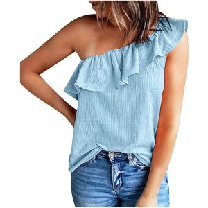 Unbranded (L, 001* Sky Blue) Vest Tops Women UK Summer Tank Tops One Shoulder Ruffled Soli Unbranded (L, 001* Sky Blue) Vest Tops Women UK Summer Tank Tops One Shoulder Ruffled Soli