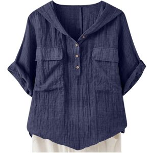 Unbranded (M, 002* Navy) Summer Tops for Women UK Trendy Short Sleeve Linen Shirts Casual Unbranded (M, 002* Navy) Summer Tops for Women UK Trendy Short Sleeve Linen Shirts Casual