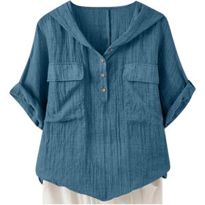 Unbranded (XXL, 002* Dark Blue) Summer Tops for Women UK Trendy Short Sleeve Linen Shirts Unbranded (XXL, 002* Dark Blue) Summer Tops for Women UK Trendy Short Sleeve Linen Shirts