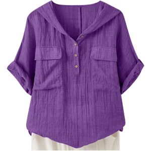 Unbranded (XXL, 002* Purple) Summer Tops for Women UK Trendy Short Sleeve Linen Shirts Cas Unbranded (XXL, 002* Purple) Summer Tops for Women UK Trendy Short Sleeve Linen Shirts Cas