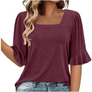Unbranded (L, 001* Wine) Summer Tops for Women UK Clearance Ladies Tops Square Neck Short Unbranded (L, 001* Wine) Summer Tops for Women UK Clearance Ladies Tops Square Neck Short
