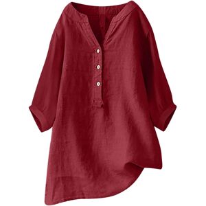 Unbranded (XXL, 01 Wine) 3/4 Length Sleeve Womens Tops Cotton Linen Shirts Solid Color V N Unbranded (XXL, 01 Wine) 3/4 Length Sleeve Womens Tops Cotton Linen Shirts Solid Color V N