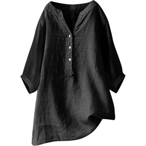 Unbranded (XL, 02 Black) 3/4 Length Sleeve Womens Tops Cotton Linen Shirts Solid Color V N Unbranded (XL, 02 Black) 3/4 Length Sleeve Womens Tops Cotton Linen Shirts Solid Color V N