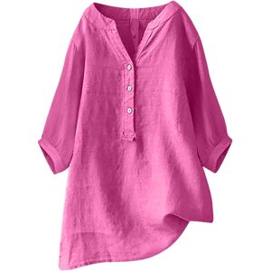 Unbranded (XL, 01 Hot Pink) 3/4 Length Sleeve Womens Tops Cotton Linen Shirts Solid Color Unbranded (XL, 01 Hot Pink) 3/4 Length Sleeve Womens Tops Cotton Linen Shirts Solid Color