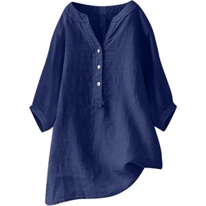 Unbranded (XL, 01 Navy) 3/4 Length Sleeve Womens Tops Cotton Linen Shirts Solid Color V Ne Unbranded (XL, 01 Navy) 3/4 Length Sleeve Womens Tops Cotton Linen Shirts Solid Color V Ne
