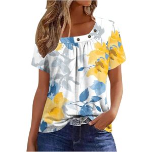 Unbranded (M, 002* Yellow) Womens Summer Tops Dressy Casual Short Sleeve Pleated T Shirts Unbranded (M, 002* Yellow) Womens Summer Tops Dressy Casual Short Sleeve Pleated T Shirts