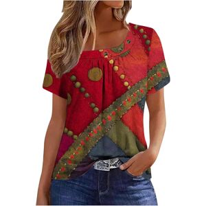 Unbranded (M, 017* Red) Womens Summer Tops Dressy Casual Short Sleeve Pleated T Shirts Squ Unbranded (M, 017* Red) Womens Summer Tops Dressy Casual Short Sleeve Pleated T Shirts Squ