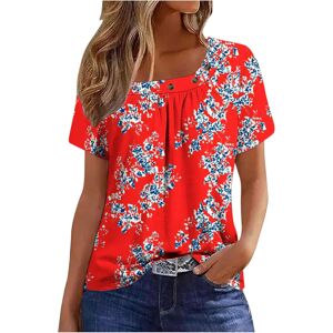 Unbranded (S, 010* Red) Womens Summer Tops Dressy Casual Short Sleeve Pleated T Shirts Squ Unbranded (S, 010* Red) Womens Summer Tops Dressy Casual Short Sleeve Pleated T Shirts Squ