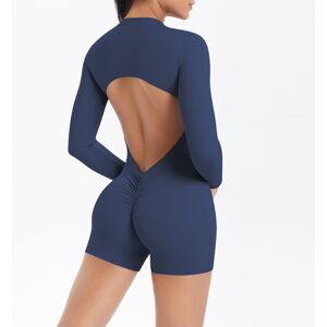 Unbranded (Long Sleeve Shorts - Navy, M) Hollow beautiful back half-open zipper one-piece Unbranded (Long Sleeve Shorts - Navy, M) Hollow beautiful back half-open zipper one-piece