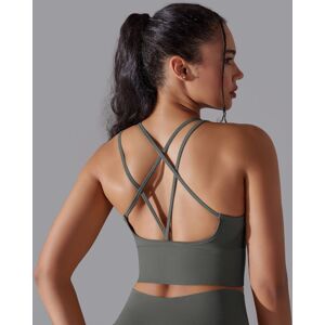 Unbranded (Dark gray, S) Solid color cross back sports bra, tight-fitting, shockproof high Unbranded (Dark gray, S) Solid color cross back sports bra, tight-fitting, shockproof high