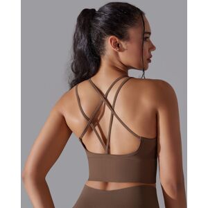 Unbranded (Chestnut color, M) Solid color cross back sports bra, tight-fitting, shockproof Unbranded (Chestnut color, M) Solid color cross back sports bra, tight-fitting, shockproof