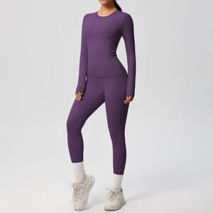 Unbranded (Suit-purple, L) Double-sided brushed solid color tight training long-sleeved yo Unbranded (Suit-purple, L) Double-sided brushed solid color tight training long-sleeved yo
