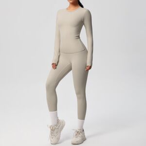 Unbranded (Suit-Camel Brown, XL) Double-sided brushed solid color tight training long-slee Unbranded (Suit-Camel Brown, XL) Double-sided brushed solid color tight training long-slee