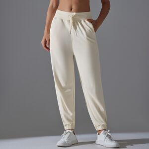 Unbranded (Sweatpants - apricot, M) Drawstring solid color high elastic sports pants train Unbranded (Sweatpants - apricot, M) Drawstring solid color high elastic sports pants train