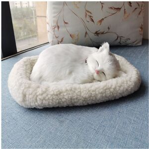 Unbranded (White) Realistic Sleeping Plush Breathing Cat Furry Dog With Mat Creative Decor Unbranded (White) Realistic Sleeping Plush Breathing Cat Furry Dog With Mat Creative Decor