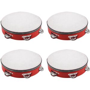 Unbranded 8 Musical Tambourines Set of 4 Round Percussion Instruments for KTV Red Color Id Unbranded 8 Musical Tambourines Set of 4 Round Percussion Instruments for KTV Red Color Id