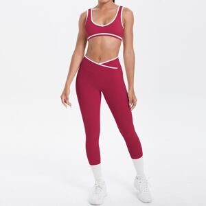 Unbranded (Bra and Pants Set-Carmine Red, S) Double-sided brushed contrasting color tight- Unbranded (Bra and Pants Set-Carmine Red, S) Double-sided brushed contrasting color tight-