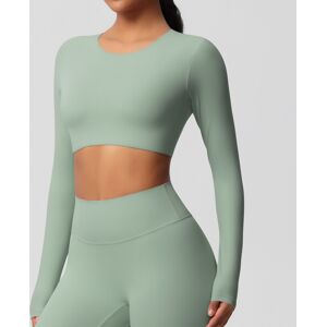 Unbranded (Long Sleeve-Basil Green, S) Double-sided brushed tight-fitting long-sleeved yog Unbranded (Long Sleeve-Basil Green, S) Double-sided brushed tight-fitting long-sleeved yog