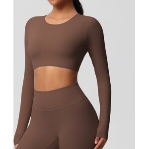 Unbranded (Long Sleeve - Chestnut, S) Double-sided brushed tight-fitting long-sleeved yoga Unbranded (Long Sleeve - Chestnut, S) Double-sided brushed tight-fitting long-sleeved yoga