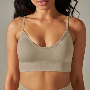 Unbranded (Strap bra-khaki, M) Seamless peach beautiful back five-piece set solid color hi Unbranded (Strap bra-khaki, M) Seamless peach beautiful back five-piece set solid color hi
