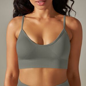Unbranded (Sling bra-dark gray, L) Seamless peach beautiful back five-piece set solid colo Unbranded (Sling bra-dark gray, L) Seamless peach beautiful back five-piece set solid colo