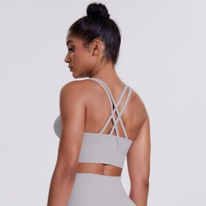 Unbranded (Bra-frost gray, S) Brushed Cross Back Sports Bra Casual Running Shockproof Fitn Unbranded (Bra-frost gray, S) Brushed Cross Back Sports Bra Casual Running Shockproof Fitn