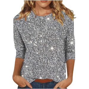 Unbranded (M, 01 Silver) Sparkly Tops for Women UK 3/4 Sleeve Shirts Trendy Casual T-Shirt Unbranded (M, 01 Silver) Sparkly Tops for Women UK 3/4 Sleeve Shirts Trendy Casual T-Shirt