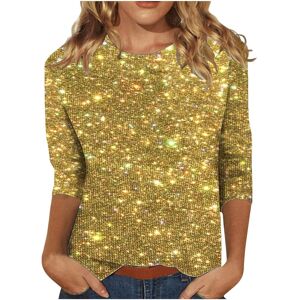 Unbranded (XXL, 03 Yellow) Sparkly Tops for Women UK 3/4 Sleeve Shirts Trendy Casual T-Shi Unbranded (XXL, 03 Yellow) Sparkly Tops for Women UK 3/4 Sleeve Shirts Trendy Casual T-Shi