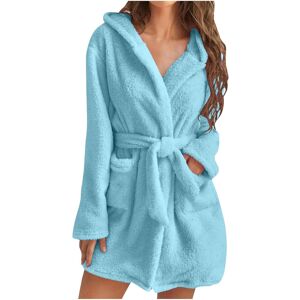 Unbranded (L, 003* Light Blue) Womens Fuzzy Robes Hooded Short Robe Fall Winte Mid Length Unbranded (L, 003* Light Blue) Womens Fuzzy Robes Hooded Short Robe Fall Winte Mid Length